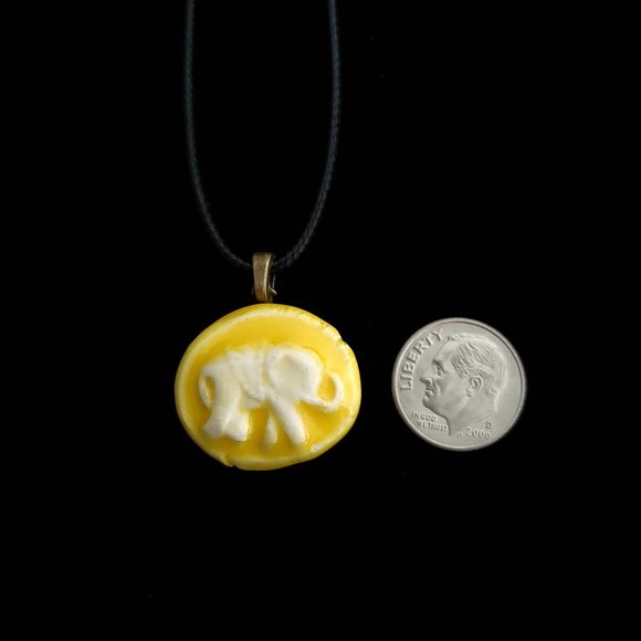 Handmade Ceramic Sunny Yellow Elephant Pendant Necklace - Picture 8 of 14